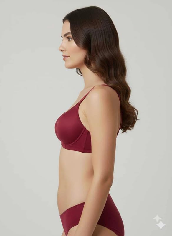 Image of Imsa Moda Women's Nylon Lycra Padded Non-Wired Full Coverage Everyday Bra | Soft, Comfortable & Supportive | Seamless Regular Wear Bra (Pack of 2)