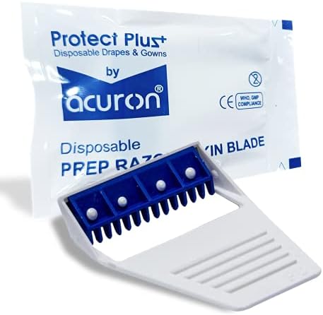 Medical Surgical Skin & Body Prep Razor with Blade (Pack of 50)