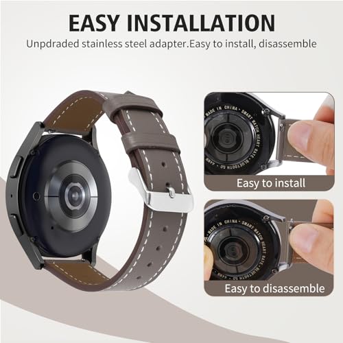 Italy Genuine Leather Watch Bands Men Women Compatible with Samsung Galaxy Watch Band, 20mm 22mm Lugs Watch Straps, Quick Release Wear-resistant Sweat-Resistant Smartwatch Replacement Strap