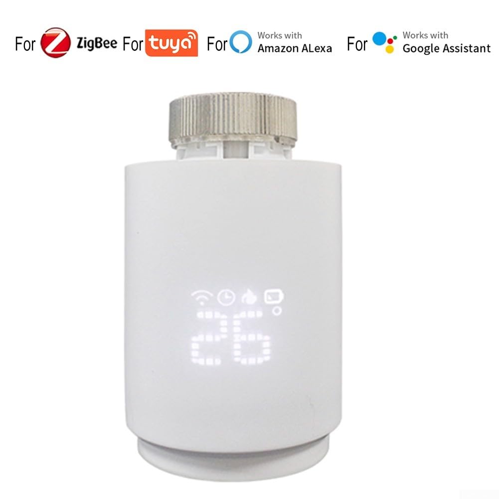 für zigbee Smart TRV Heizkörperventil mit App-Steuerung - Programmierbares Thermostat für Zentralheizung - Weißes ABS-Körper 92mm