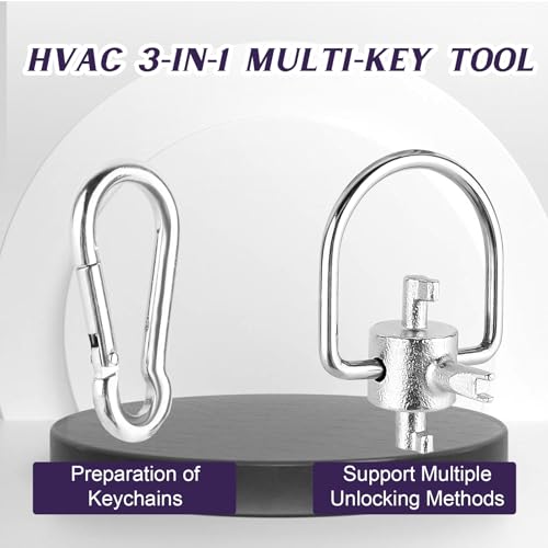 Image of Hvac Locking Cap Key for Refrigerant, 3-in-1 Multi Hvac Key Tool for Hvac 410A & R22 Installation and Removal, Hvac Key Tool Universal Locking Cap Key for Refrigerant