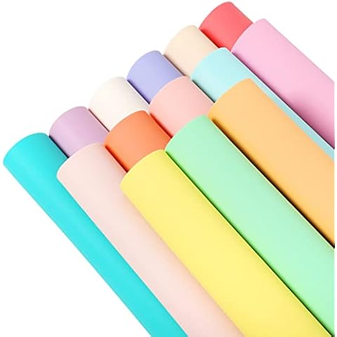 LOTOFUN Solid Faux Leather Sheets: 14 Pack Macaron Pastel Colors Leather 20x15cm Candy Pink White Yellow Blue Soft Synthetic Fabric for Bows Earrings Making DIY Craft Cover