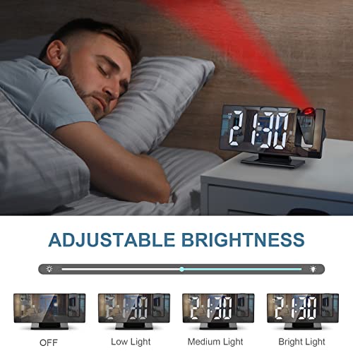 Ankilo Projection Alarm Clock For Bedroom, 4-Level Dimmer, 7.8" Large Screen, Snooze Function, 12/24H, Usb Charging Port, Temperature Display, Ceiling Digital Alarm Clock With 180° Projector For Home #TOP3