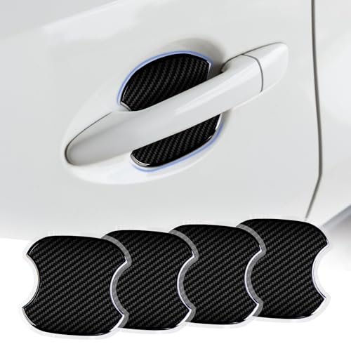 4PCS Car Door Handle Protectors, Anti-Scratch TPU Carbon Fiber Protective Film, 3D Door Cup Sticker, Universal Fit for Most Cars SUVs Trucks, Car Exterior Accessories