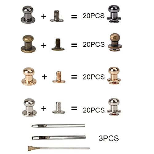 Pamtns 80 Stück Knopfnieten Massive Nieten Rivet Button Rundkopf Nagel Rivet Button Knöpfe Knopfschraube Stud Button Nieten Bolzen Pilzkopfniete Doppelkappe Nieten Knopfniete