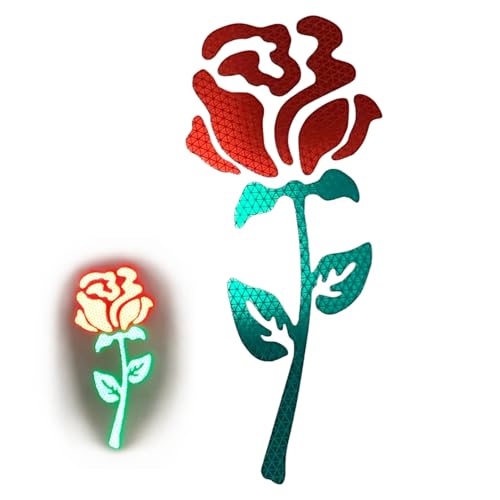 Image of High-Intensity Grade Reflective Rose Car Decal, Customizable, Multiple Colors and Size Options, Red, 3inches