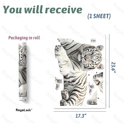 Vinilo decorativo tigre blanco reposado para pared 60x44 cm miniatura 4