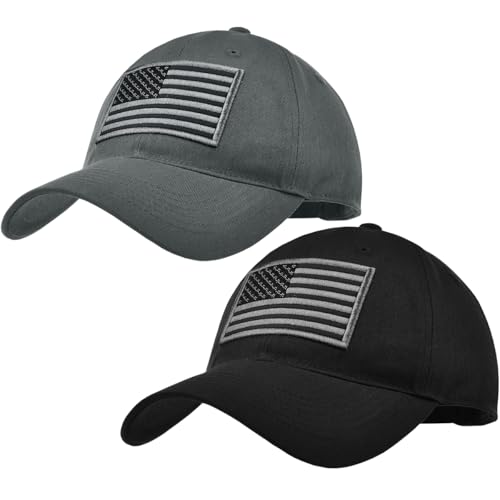 XCFWin 2-Pack US Flag Baseball Caps for Men & Women