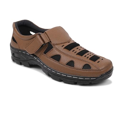 Image of Men's Faux Leather Sandals - Breathable, Lightweight, and Stylish Sandals for Casual Outings and Everyday Comfort