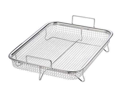 Backofen Edelstahl Grillkorb Grillgitter Grillblech Backkorb für fettarmes Heißluft-Garen im Ofen - XXL