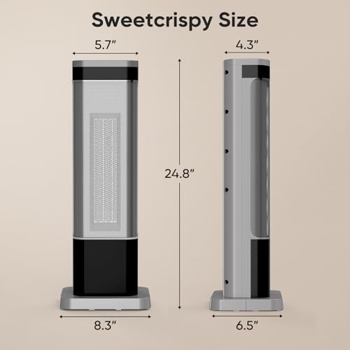Sweetcrispy Space Heater for Indoor Use, 24Inch Portable Heater with Remote and Thermostat,3 Light Modes, 60°Oscillation, 12H Timer, Up to 99°F, Tip-over Protection,Sliver by Sweetcrispy - Used condition - Image 5