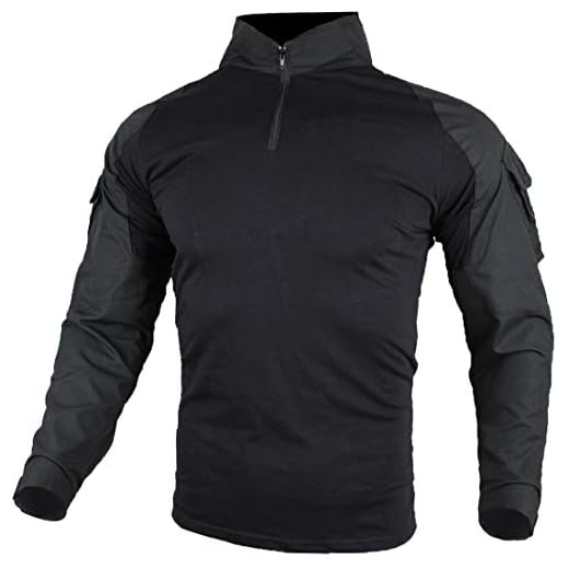 zuoxiangru Hommes Tactique Combat T-Shirt, Ripstop Respirant Chemise pour la Chasse Militaire Airsoft (Noir, EU L=Tag XXL)