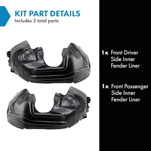 Image of TRQ Front Driver and Passenger Side Inner Fender Liner Set Compatible with 2014-2018 Jeep Cherokee with Type 1 Fenders without Off Road Package