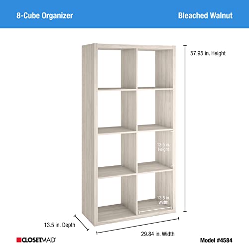 Image of ClosetMaid Decorative Open Back 8-Cube Storage Organizer, Bleached Walnut