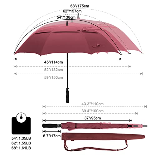 Image of G4Free 47 /54 /62 /68 Inch Automatic Open Golf Umbrella Oversize Extra Large Double Canopy Vented Windproof Waterproof Stick Umbrellas