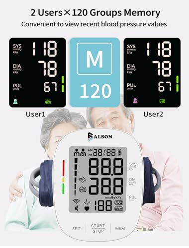 Balson Automatic Digital Blood Pressure Monitor for Upper Arm | Large LED Display | Dual User 2×120 Memory | Irregular Heartbeat Detection | One-Touch Operation | Adjustable Cuff 22-42cm | Home BP Machine with 1 Year Warranty (350) 7