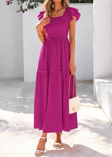 Image of KIRUNDO Smocked Summer Midi Dresses for Women 2026