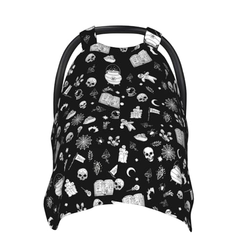 Image of Gothic Baby Car Seat Canopy Cover Multi Use Nursing Cover for Mom Nursing Covers Newborn Goth Shower Gift
