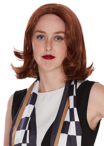 Oya Costumes Oya Costume The Queen Gambit Beth Harmon Wig Red Auburn Wavy Shoulder Short Length Wig, Burgundy wine Hair Cosplay Costume Accessories for Women O208950