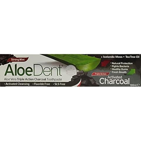Three Packs of Aloe Dent Aloe Vera Triple Action Charcoal Toothpaste 100ml Cover