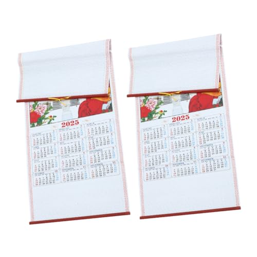 OUNONA 2個年 蛇年壁掛けカレンダー 高精細?藤掛軸デザイン 伝統的な太陰暦月間カレンダー 正月飾りとして 新年の祝福と文化的優雅さを演