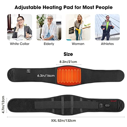 Electric Heating Pad For Back Pain - Heated Back Wrap Belt Cordless Portable Heating Pad With 3000Mah Battery Usb Charger, Heated Back Brace For Lower Back Pain, For Men, Women(52Inches) #TOP5