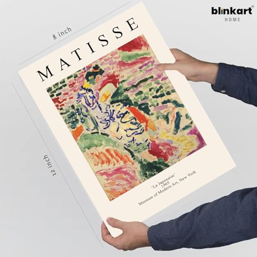 Image of BLINKART Henri Matis Aesthetic Modern Art Walls With Frame | Natural Wood Texture | Living Room Bedroom Office Wall Decoration | Poster Home Decor Frames Wall Bedroom | 12x8 Inches (D240)