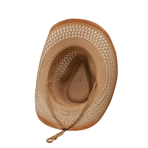 Image of Straw Cowgirl Hat for Women Cowboy Hats for Men Wide Brim Sun Hat Shapeable Western Hat Beach Hat