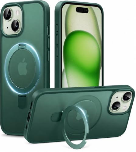 Image of DIZORO Magnetic Ring Stand for iPhone 15 Pro Max Case [Military Drop Protection] [Compatible with MagSafe] Shockproof Matte Translucent Slim Phone Case - Natural Titanium.