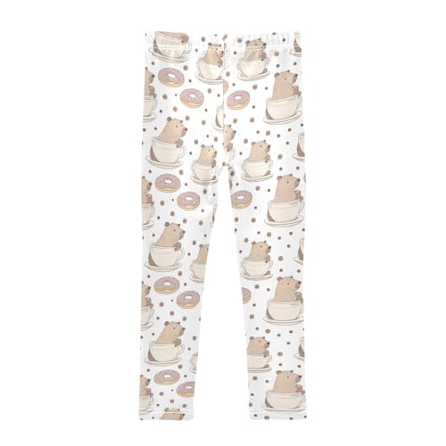 Capybara Donuts Girls Leggings Soft Stretch Workout Yoga Dance Pants for Kids Casual Tights2