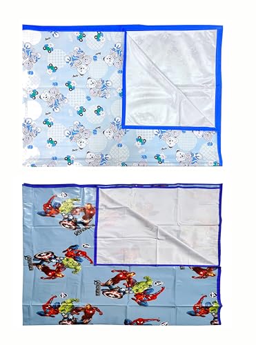 Image of EcoSoft Plastic Sheet,PVC Sheet for Kids,Rubber Sheet for Babies,Bed Wetting Protector(90 x 135 cm) (Blue Bear & Blue Avengers)