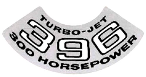 CHEVROLET 396 TURBO-JET 300 hp ENGINE AIR CLEANER TOP LID DECAL STICKER - CHEVELLE & EL CAMINO - A Must For Owners And Restorers