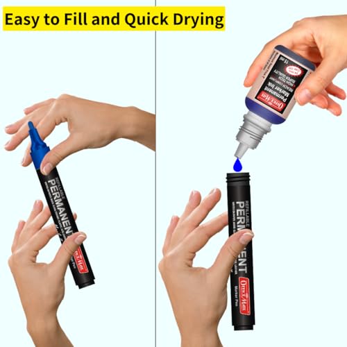 Image of Soni Officemate Permanent Marker Combo Set with Refill Ink | Multicolor Pack | Waterproof, Quick Dry Ink | Works on Glass, Paper, Plastic, Wood, Fabric & Metal | Office, School & Industrial Use