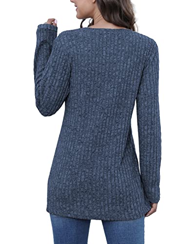 Image of JomeDesign Long Sleeve Shirts for Women Crew Neck Lightweight Sweater Loose Casual Tunic Tops