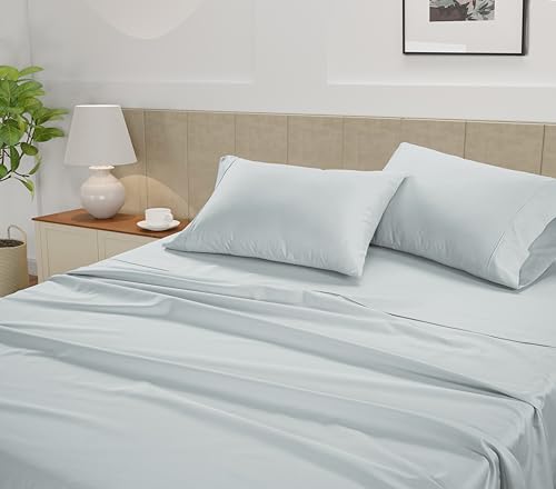 Image of LANE LINEN 100% Cotton 450 Thread Count Split King Sheet Set for Adjustable Beds, Sateen Weave Hotel Quality, Fully Elasticized Oeko Tex Certified Sustainably Produced Machine Washable - Charcoal