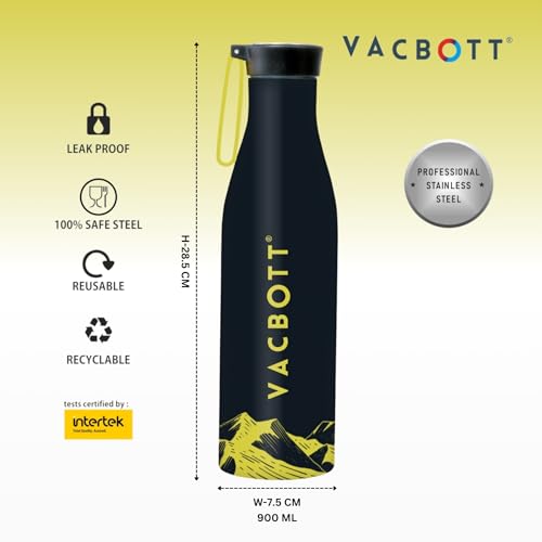 Image of Clay Craft VACBOTT Aspen Double Walled18 Hours Hot and 24 Hours Cold Water Bottle Vacuum Insulated Flask Bottle 860 ml|2 Piece Steel Water Bottles for School, Office, Home, Gym, Leakproof