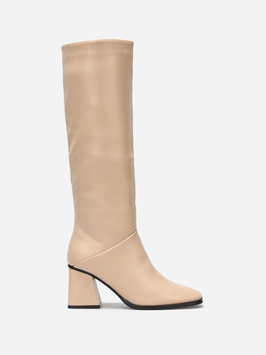 La Modeuse - Stivali in similpelle con tacco a trapezio con cerniera