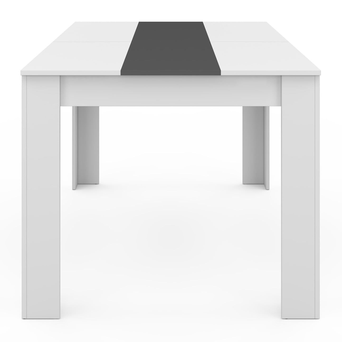 IDMarket - Ensemble Table à Manger Georgia 140 cm Blanche et Grise et 6 chaises Romane Grises liseré Blanc