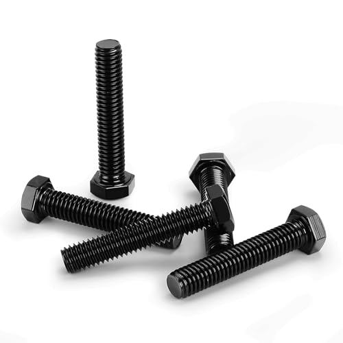 Image of 1 /2-13 x 1 Hex Head Cap Screws Hexagon Bolts, External Hex Drive, Stainless Steel 304, Fully Threaded, Black Oxide, 10 PCS