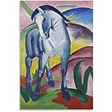 フランツマークポスター青い馬の動物抽象的な壁のアートヴィンテージキャンバスの絵画フランツマークプリントホームモダン装飾写真40x50cmフレームなし