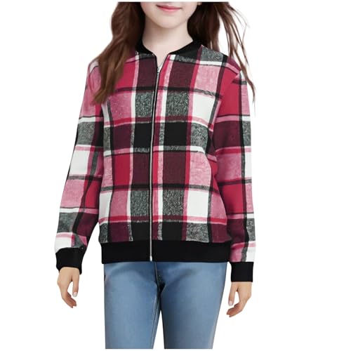 Shackets for Teen Girls 2025 Fashion Flannel Plaid Jackets Trendy Casual Long Sleeve Zip Up Fall Outfits Coats