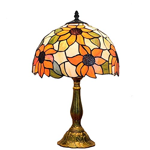 Blivuself Tiffany Lamp Stained Glass Lamp Sunflower Yellow Bedroom Table Lamp Reading Desk Light For Bedside Living Room Office Dormitory Dining Room Decorate Gift 12X12X18 Include Light Bulb #TOP7