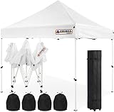 CRINEX 10x10 Canopy Tent White, Pop Up Portable Shade Instant Folding Outdoor Gazebo Canopy Tent with Black Carry Bag