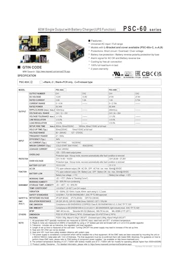 Alimentation à découpage PSC-60A-C pour boîtier sécurisé
