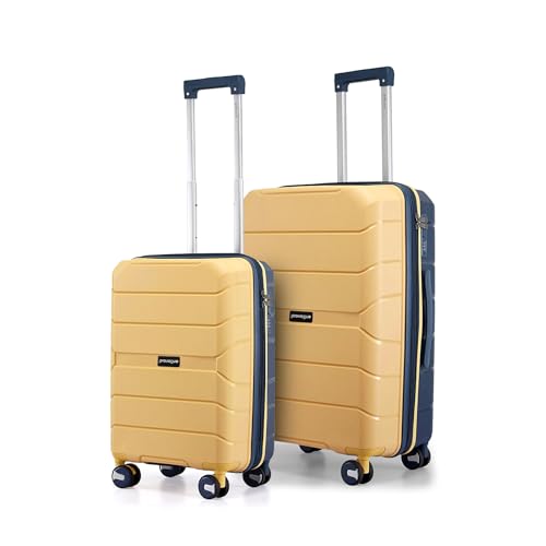 Image of Provogue Cascade Hard-Sided PP Trolley Bag Set of 2 | Expandable Space with 8 Wheels Trolley Bags for Travel | Lightweight with Combination Lock | 5 Year Warranty (Golden Yellow /Blue Berry)