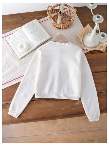 Milumia Girl's Y2k Bow Knot Cropped Cardigan Long Sleeve Crewneck Casual Sweater Tops2