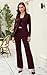 Women's 2 Piece Suits Business Casual Outfits Long Sleeve Solid Blazer with Pants Professional Office Work Sets Burgundy