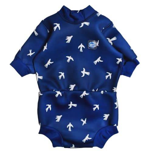 Splash About Happy Nappy-Traje de Neopreno 2 en 1 y pañal de natación, Unisex Bebé, Pájaros Blancos, 12 a 24 Meses