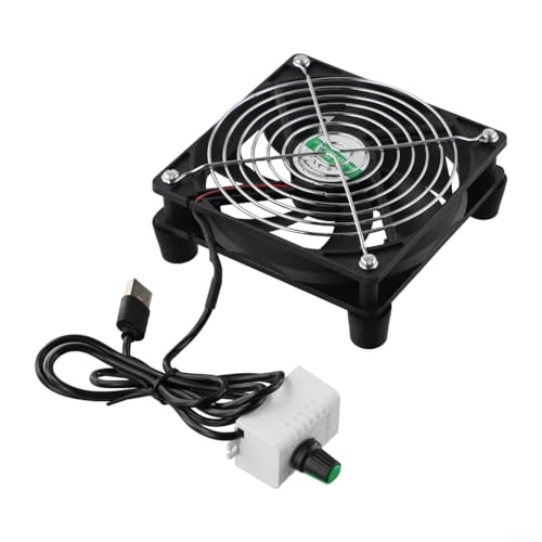 Yuanpgky Ventilador de refrigeración USB de 5 V con regulación de velocidad continua, ventilador externo silencioso de alta velocidad de 8 cm/12 cm para routers, decodificadores y consolas de juegos