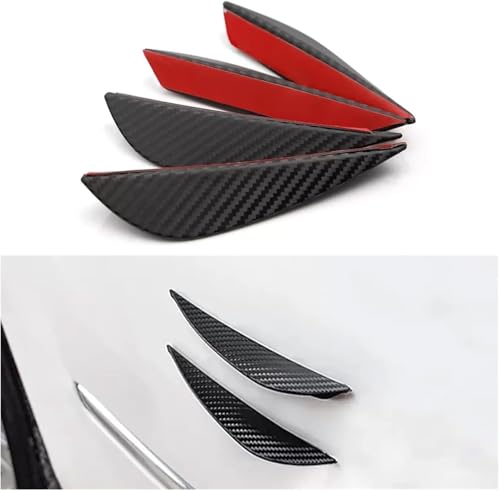Image of AutoBizarre Car Front Bumper Lip Splitter Fins Carbon Fiber Rubber Rear Diffuser- Set of 4 Pcs Bumper Knife
